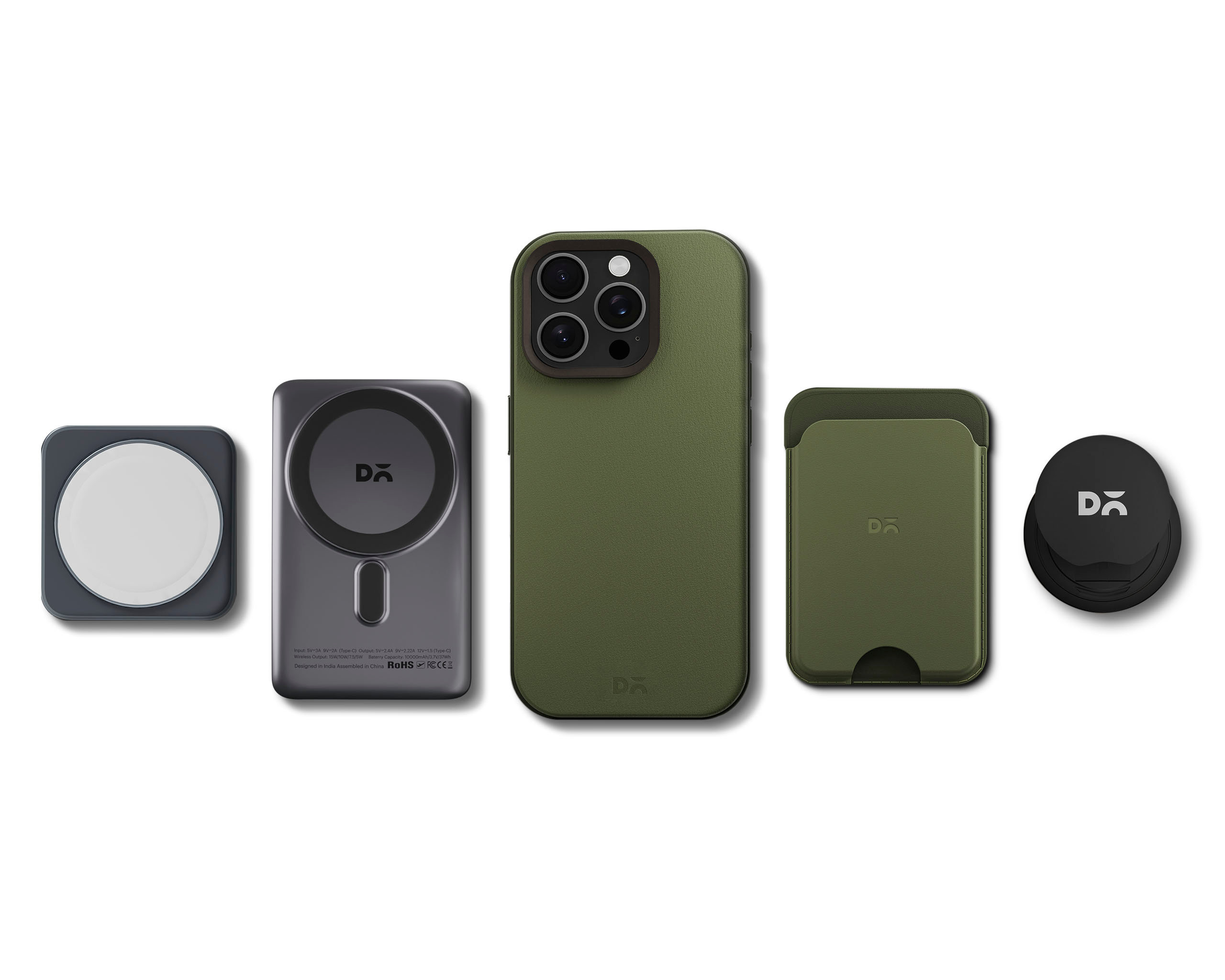 Green-Olive Leatherite MagSafe Phone Case Cover for iPhone 15 Pro