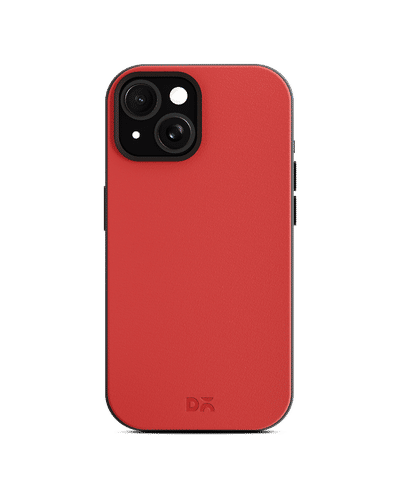 Crimson-Grey Leatherite MagSafe Phone Case Cover for iPhone 15 Plus