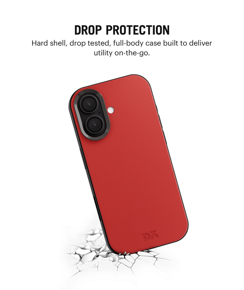 Crimson-Grey Leatherite MagSafe Phone Case Cover for iPhone 16