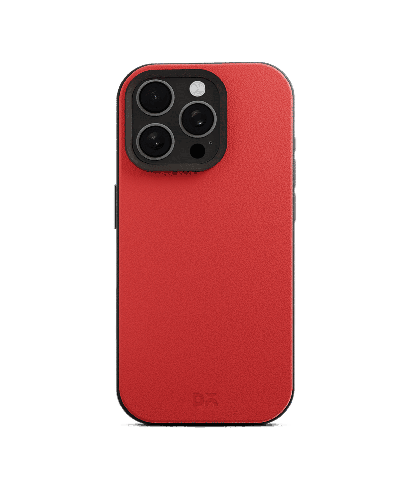 Crimson-Grey Leatherite MagSafe Phone Case Cover for iPhone 16 Pro