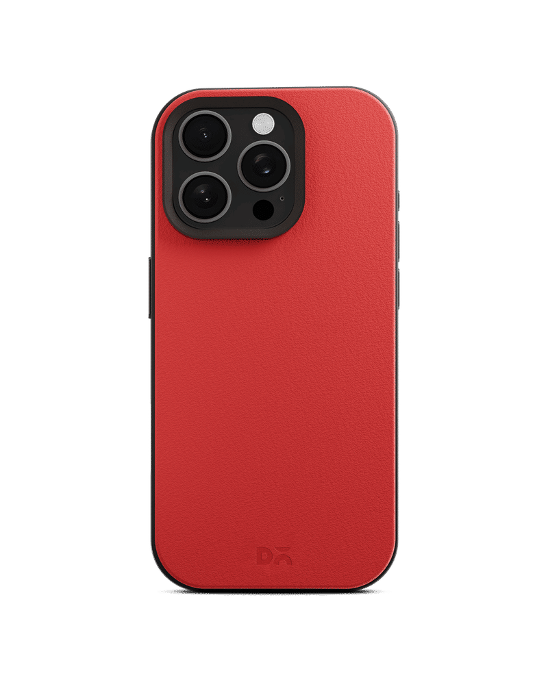 Crimson-Grey Leatherite MagSafe Phone Case Cover for iPhone 16 Pro