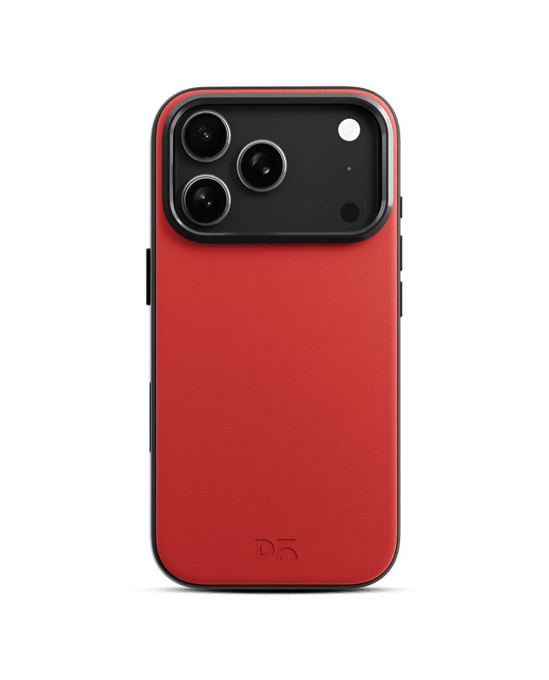 Crimson-Grey Leatherite MagSafe Phone Case Cover for iPhone 17 Pro Max