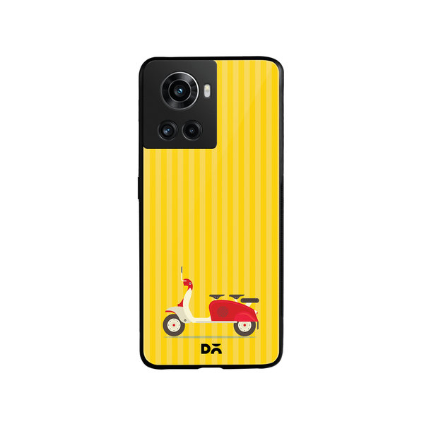 

DailyObjects 3 To Go Scooter Yellow Striped Glass Case Cover For OnePlus 10R