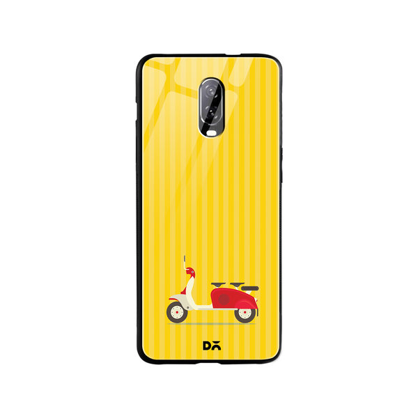 

DailyObjects 3 To Go Scooter Yellow Striped Glass Case Cover For OnePlus 7