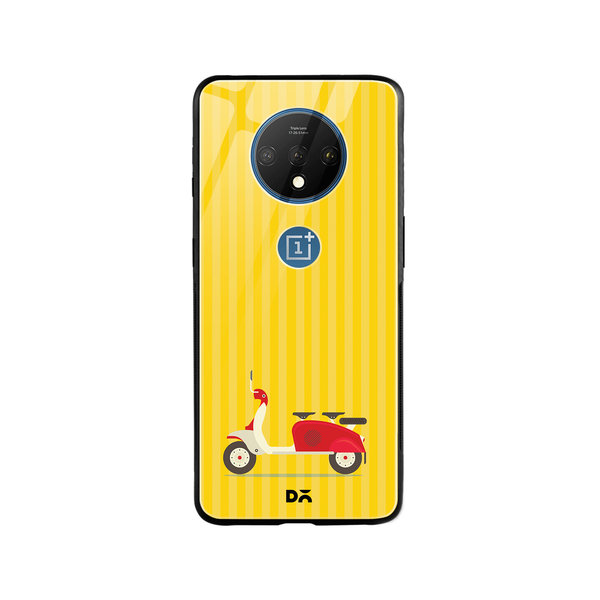 

DailyObjects 3 To Go Scooter Yellow Striped Glass Case Cover For OnePlus 7T