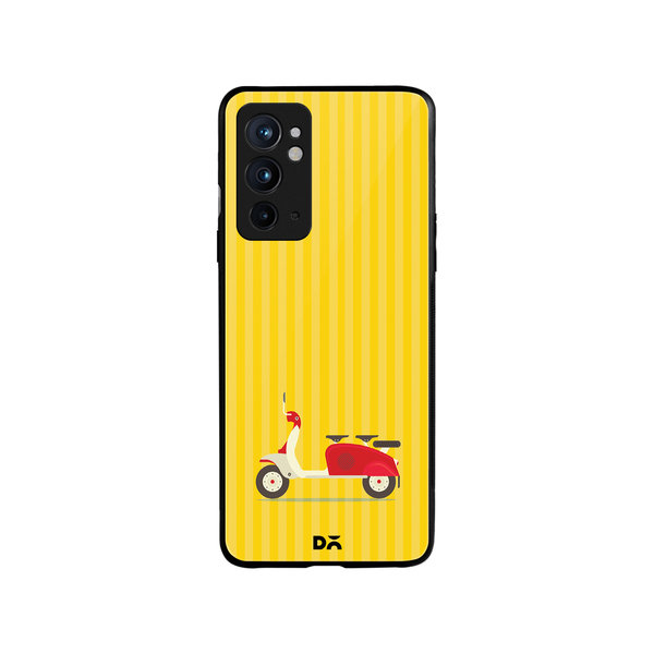 

DailyObjects 3 To Go Scooter Yellow Striped Glass Case Cover For OnePlus 9RT