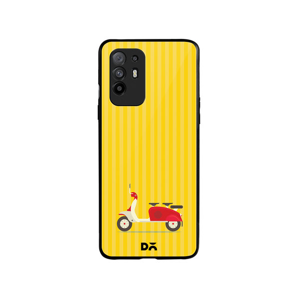 

DailyObjects 3 To Go Scooter Yellow Striped Glass Case Cover For Oppo F19 Pro Plus