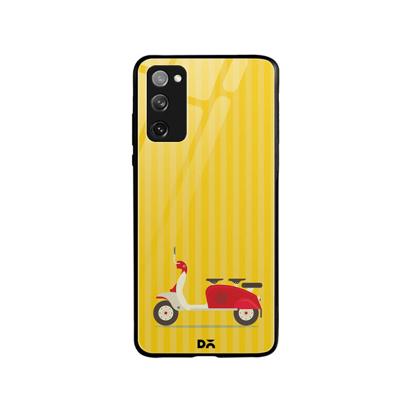 

DailyObjects 3 To Go Scooter Yellow Striped Glass Case Cover For Samsung Galaxy S20 FE