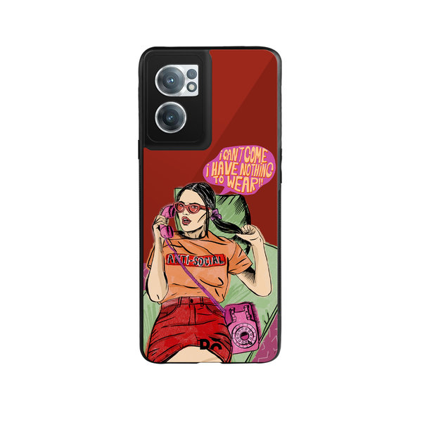 

DailyObjects Anti Social Babe Glass Case Cover For OnePlus Nord CE 2