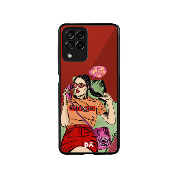 

DailyObjects Anti Social Babe Glass Case Cover For Samsung Galaxy M53