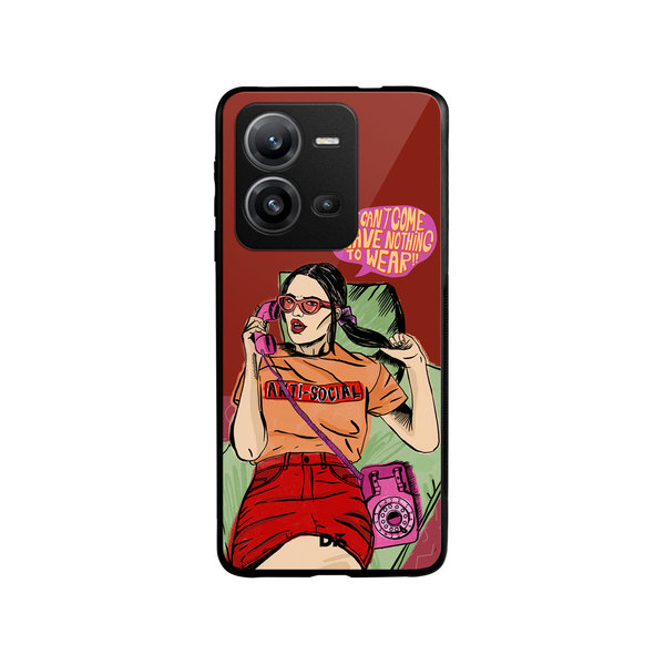 

DailyObjects Anti Social Babe Glass Case Cover For Vivo V25