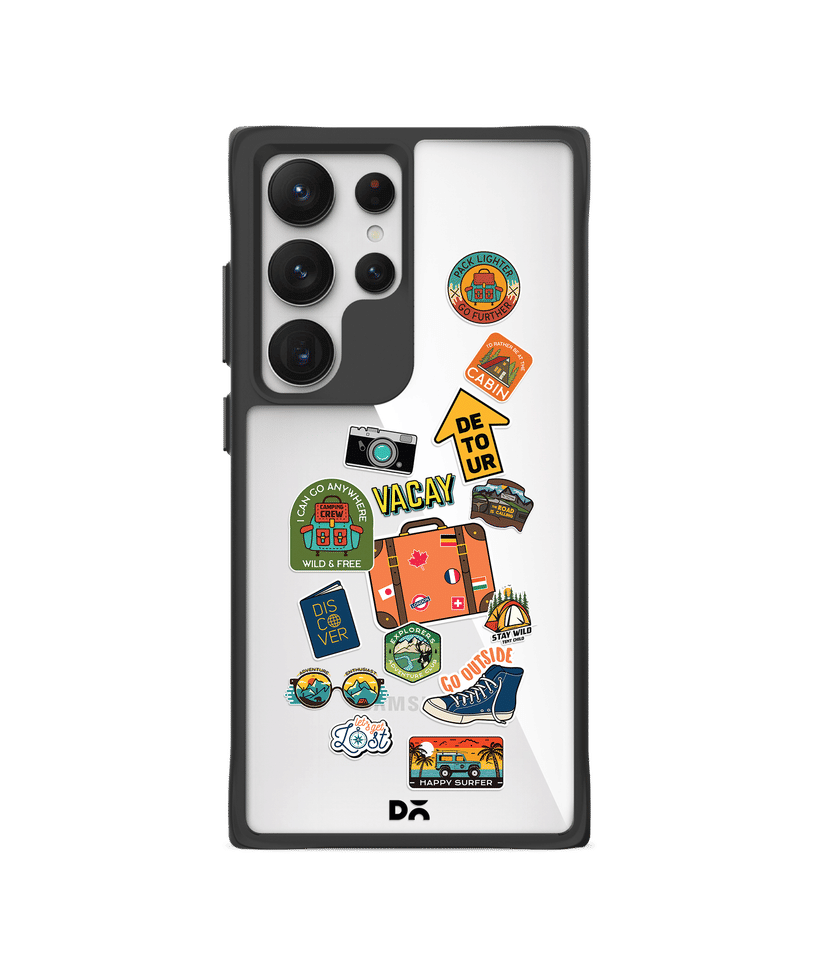 Backpacking Black Hybrid Clear Case Cover For Samsung Galaxy S24 Ultra