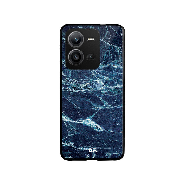 

DailyObjects Black And Sea Marble Glass Case Cover For Vivo V25