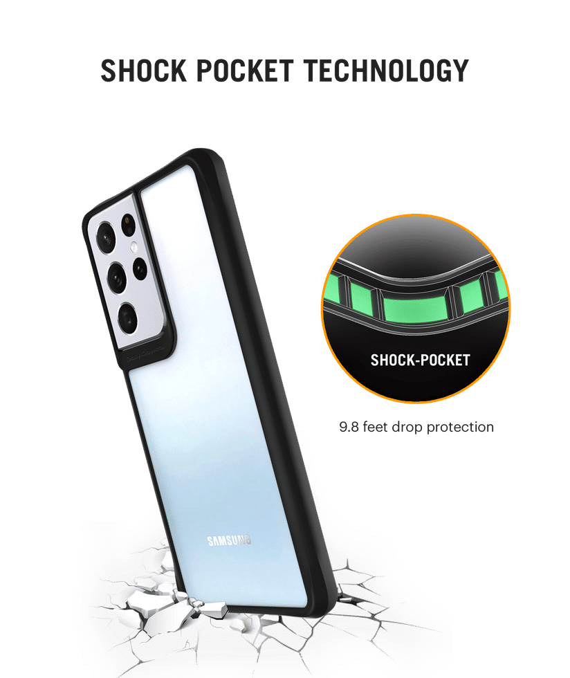 DailyObjects Black Hybrid Clear Case Cover for Samsung Galaxy S21