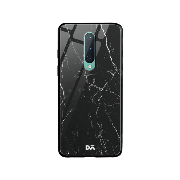 DailyObjects Black Marble Glass Case Cover For OnePlus 8