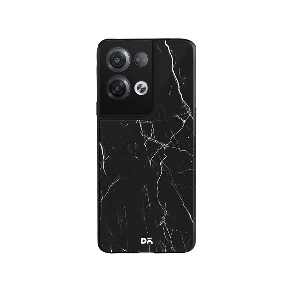 

DailyObjects Black Marble Glass Case Cover For Oppo Reno 8