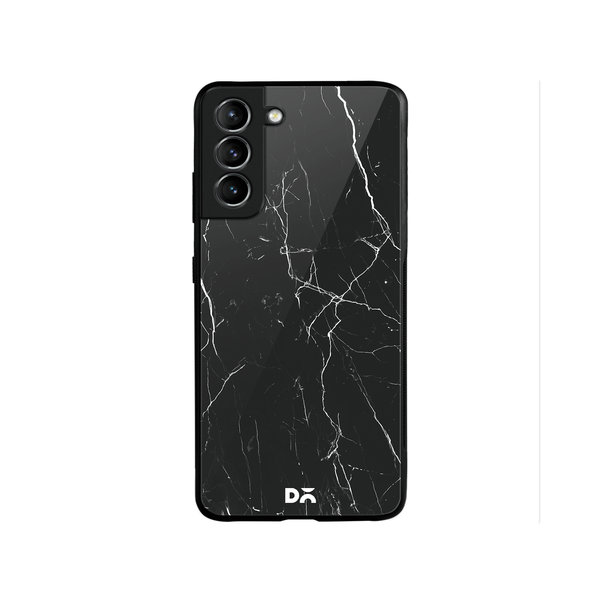 

DailyObjects Black Marble Glass Case Cover For Samsung Galaxy S22 Plus
