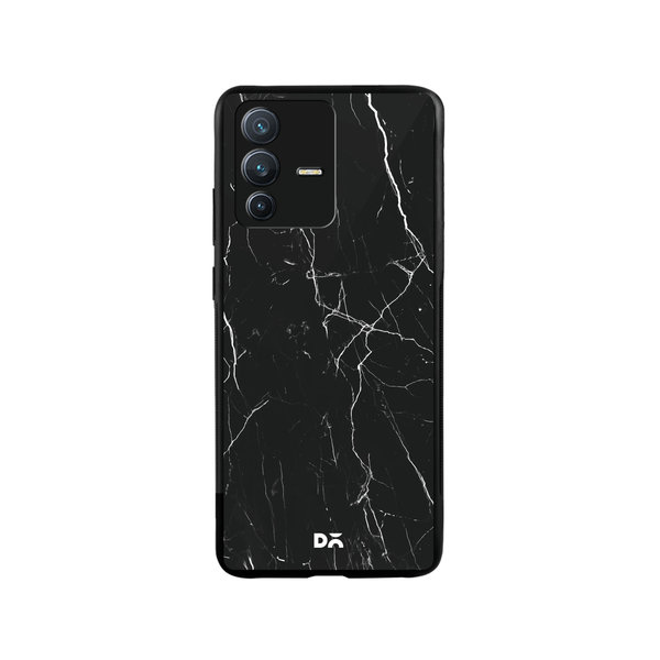 

DailyObjects Black Marble Glass Case Cover For Vivo V23