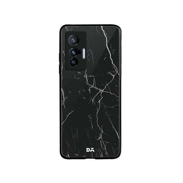 

DailyObjects Black Marble Glass Case Cover For Vivo X70
