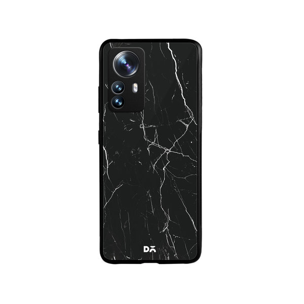 

DailyObjects Black Marble Glass Case Cover For Xiaomi 12 Pro