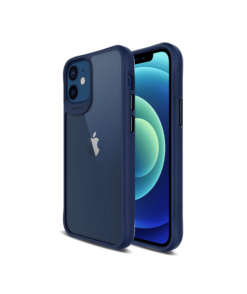 DailyObjects Blue Hybrid Clear Case Cover for iPhone 12 Mini 