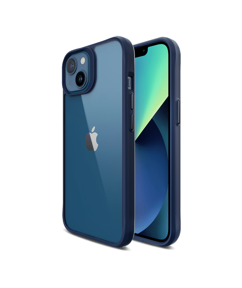 DailyObjects Blue Hybrid Clear Case Cover for iPhone 14 Blue