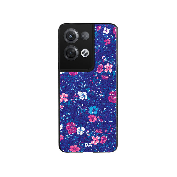 

DailyObjects Blue Marble Flowers Glass Case Cover For Oppo Reno 8
