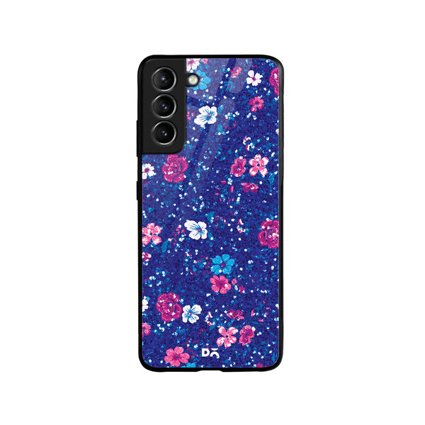 

DailyObjects Blue Marble Flowers Glass Case Cover For Samsung Galaxy S21 Plus
