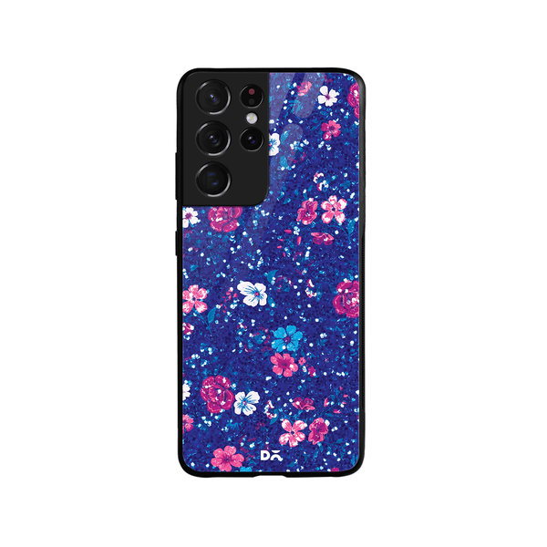 DailyObjects Blue Marble Flowers Glass Case Cover For Samsung Galaxy S21 Ultra