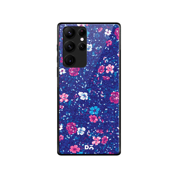 

DailyObjects Blue Marble Flowers Glass Case Cover For Samsung Galaxy S22 Ultra