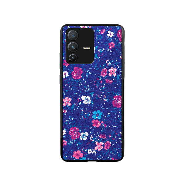 

DailyObjects Blue Marble Flowers Glass Case Cover For Vivo V23 Pro