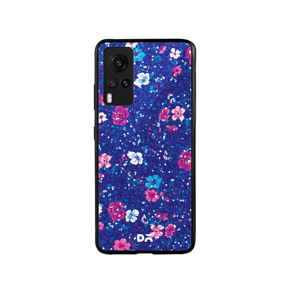 

DailyObjects Blue Marble Flowers Glass Case Cover For Vivo X60