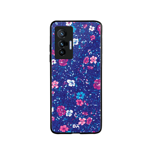 

DailyObjects Blue Marble Flowers Glass Case Cover For Vivo X70