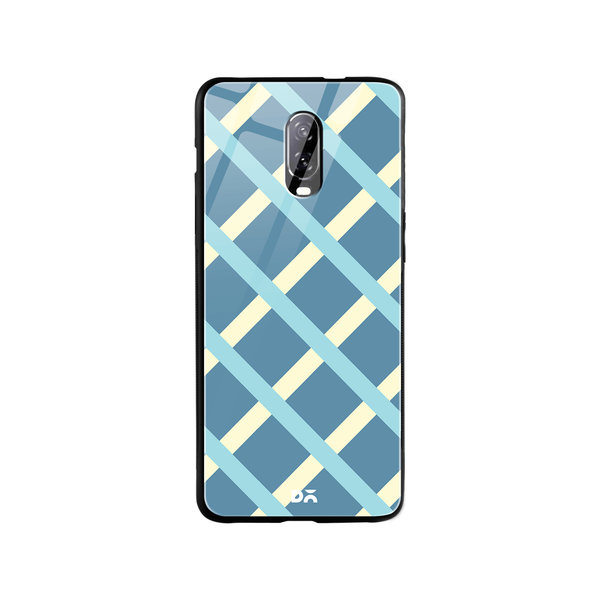 

DailyObjects Blueberrry Diagonal Checks Glass Case Cover For OnePlus 7