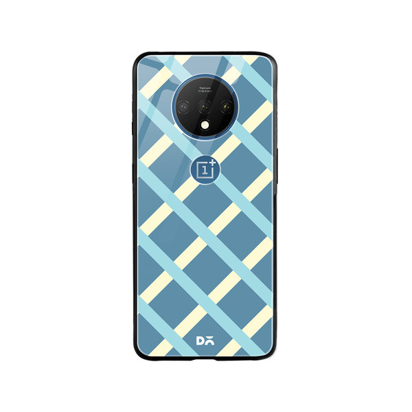 

DailyObjects Blueberrry Diagonal Checks Glass Case Cover For OnePlus 7T