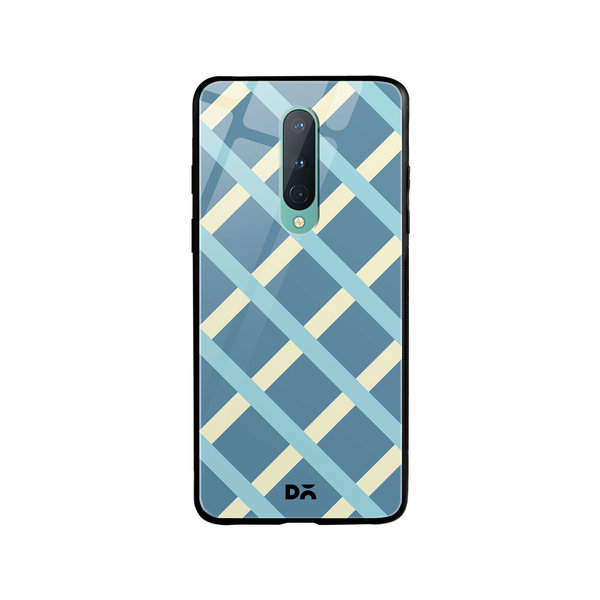 

DailyObjects Blueberrry Diagonal Checks Glass Case Cover For OnePlus 8