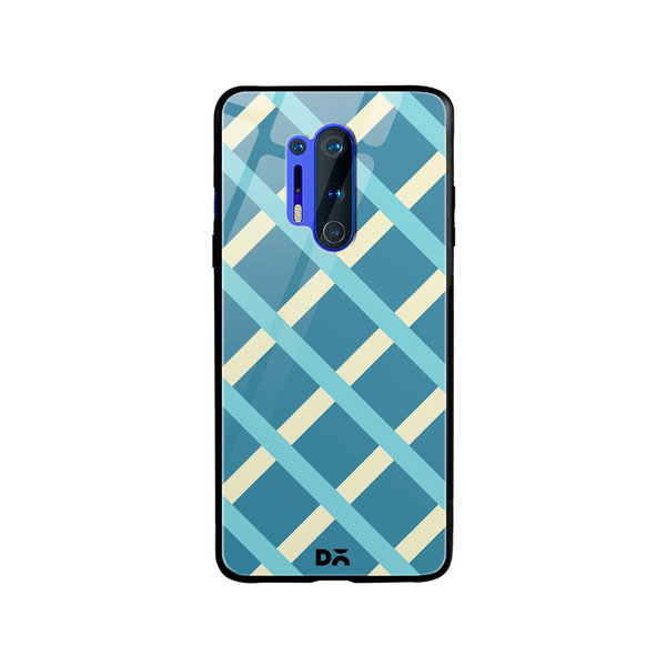 

DailyObjects Blueberrry Diagonal Checks Glass Case Cover For OnePlus 8 Pro