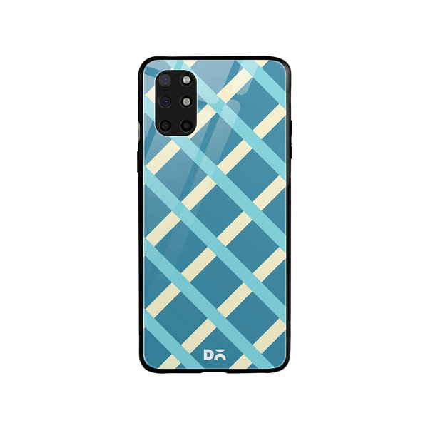 

DailyObjects Blueberrry Diagonal Checks Glass Case Cover For OnePlus 8T