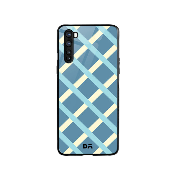 

DailyObjects Blueberrry Diagonal Checks Glass Case Cover For OnePlus Nord