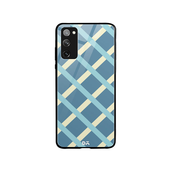 

DailyObjects Blueberrry Diagonal Checks Glass Case Cover For Samsung Galaxy S20 FE