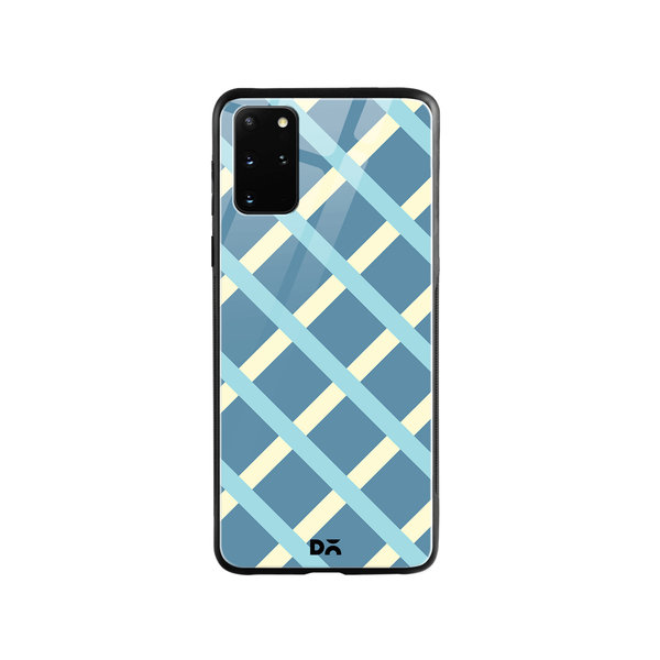 

DailyObjects Blueberrry Diagonal Checks Glass Case Cover For Samsung Galaxy S20 Plus