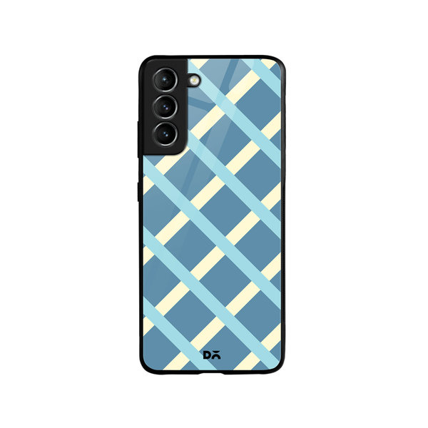 

DailyObjects Blueberrry Diagonal Checks Glass Case Cover For Samsung Galaxy S21