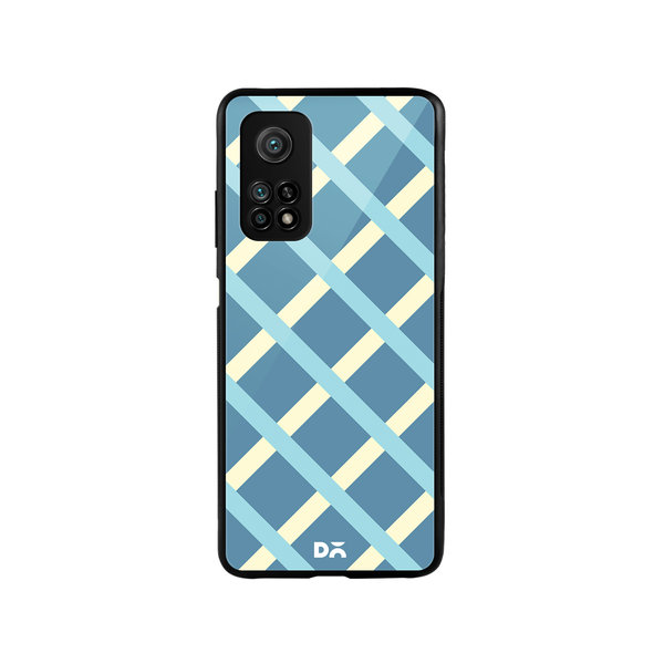 

DailyObjects Blueberrry Diagonal Checks Glass Case Cover For Xiaomi Mi 10T