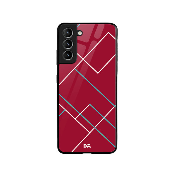 

DailyObjects Brick Red Tech Lines Glass Case Cover For Samsung Galaxy S21 Plus