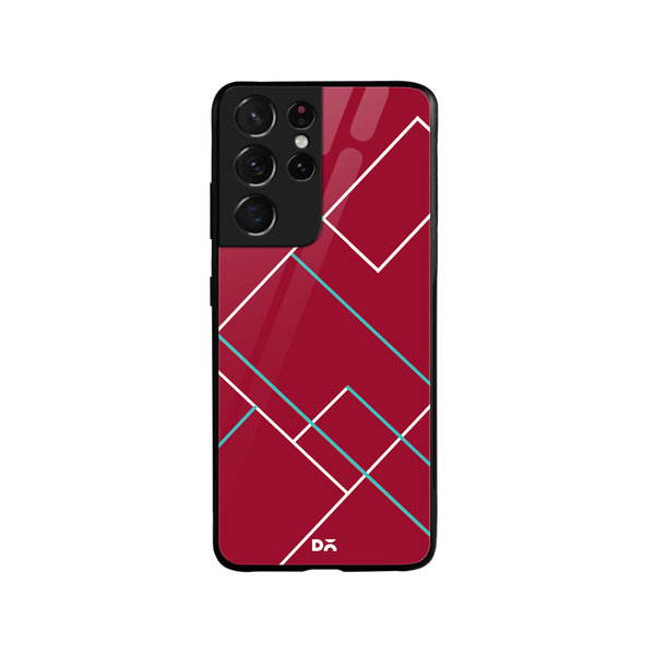 

DailyObjects Brick Red Tech Lines Glass Case Cover For Samsung Galaxy S21 Ultra