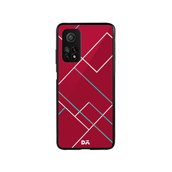 

DailyObjects Brick Red Tech Lines Glass Case Cover For Xiaomi Mi 10T