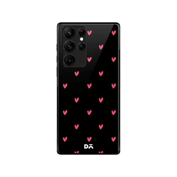 DailyObjects Bundle Heart Black Glass Case Cover For Samsung Galaxy S22 Ultra