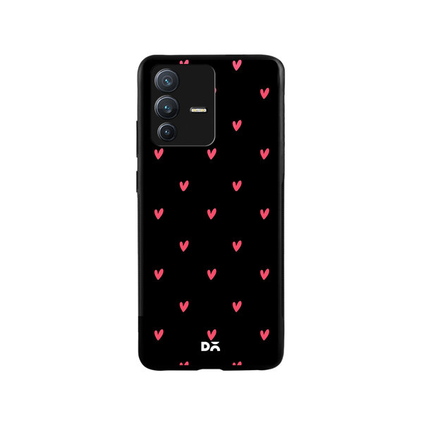 

DailyObjects Bundle Heart Black Glass Case Cover For Vivo V23 Pro