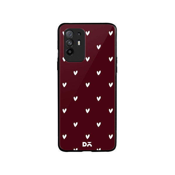 

DailyObjects Bundle Heart Burgundy Glass Case Cover For Oppo F19 Pro Plus
