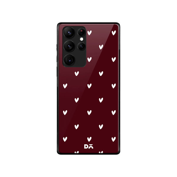 

DailyObjects Bundle Heart Burgundy Glass Case Cover For Samsung Galaxy S22 Ultra